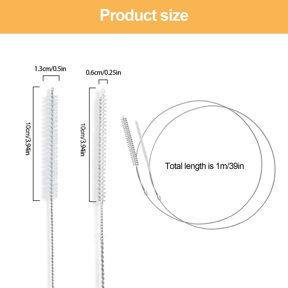 4 Pcs Extra Long Pipe Cleaners,Straw Cleaner Brush 4 PCS, Silver