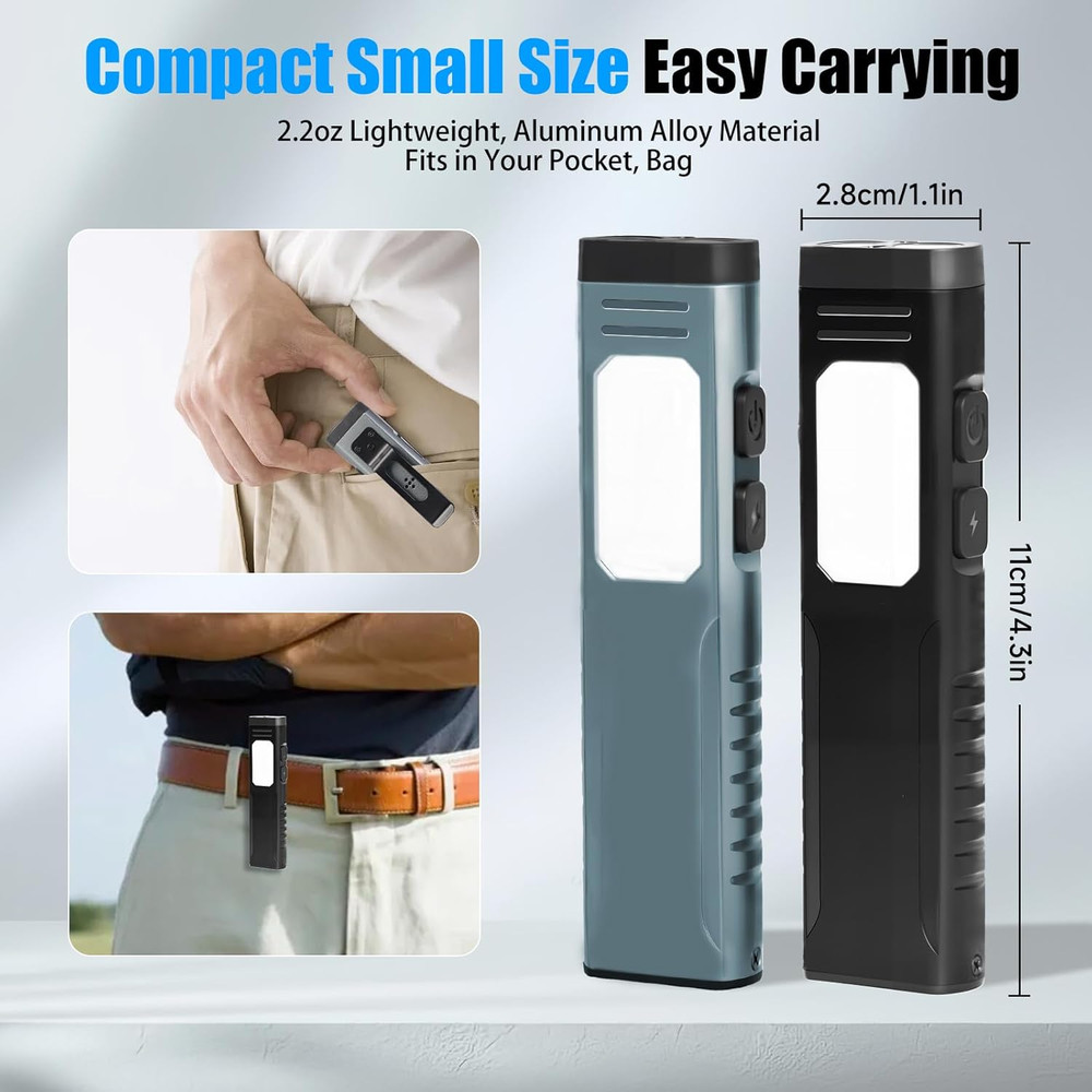 Rechargeable EDC Flashlight with Sound Beeper, Portable Flat Pocket Flashlights,