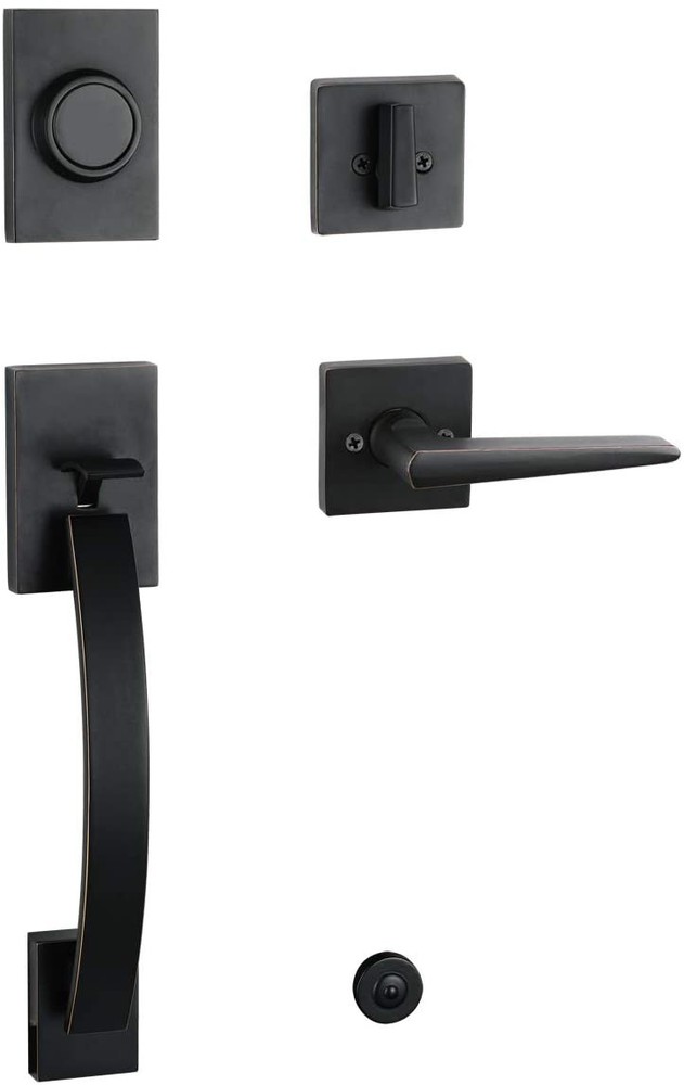 Front Entry Door Handleset Modish (Keyed&Dummy Handleset, Bronze)