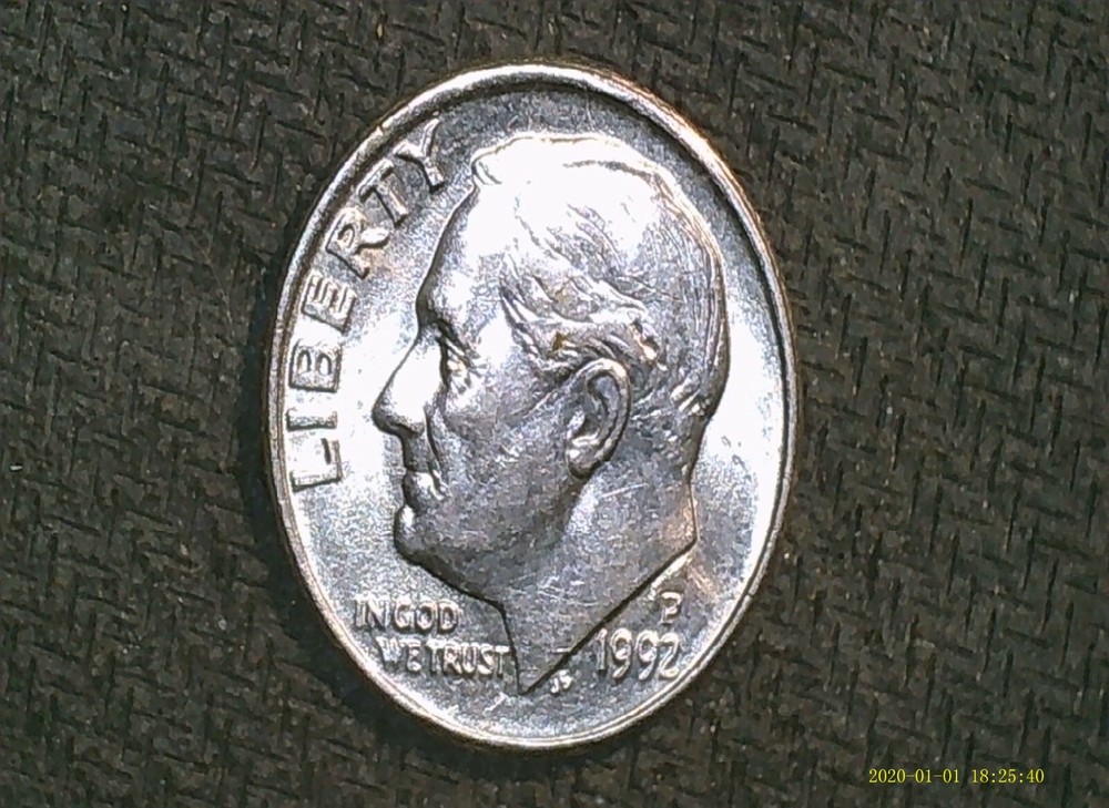 1992-P Roosevelt Dime Strike Through Error coin
