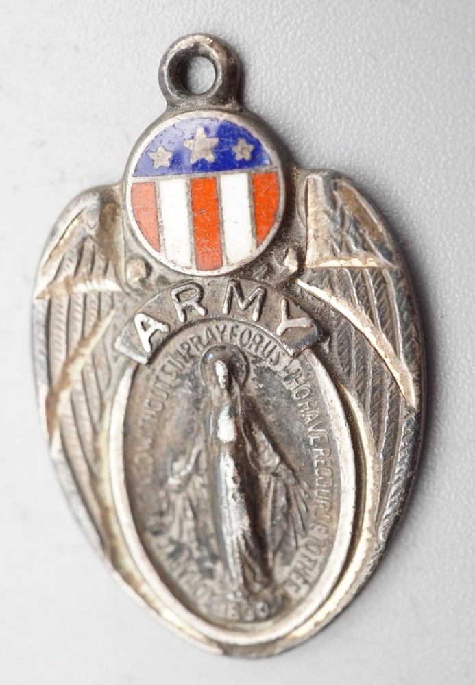 WWII Sterling Army Christian Dog Tag Medal