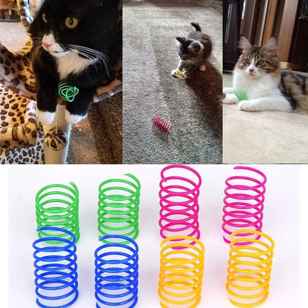 Cat Spring Toy 8 or 60 Pack Cat Kittens Toys Plastic Coil Spiral Springs for Swa