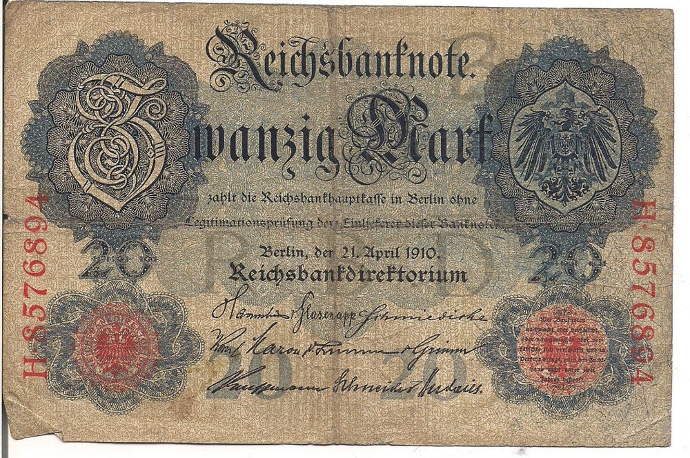 GERMANY, 20 MARK, P#40, 1910