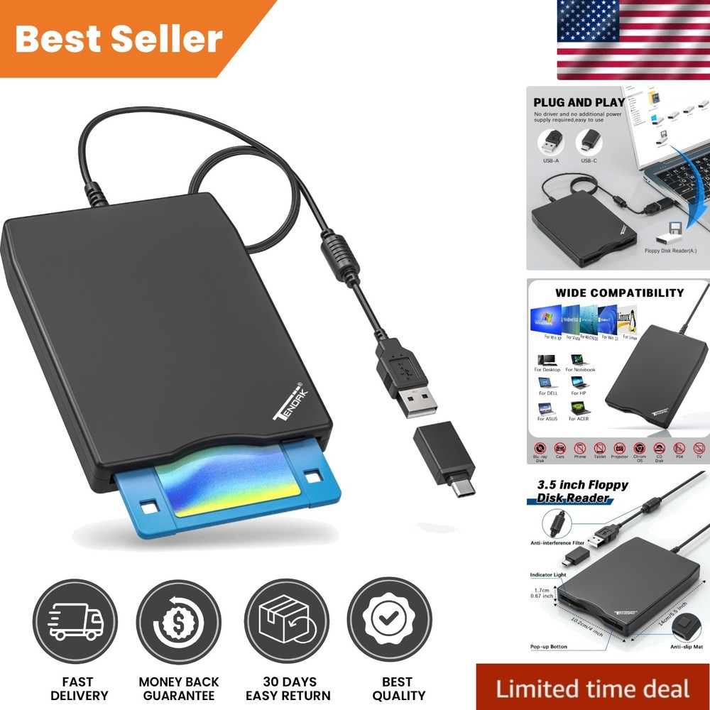 3.5 Inch USB Floppy Disk Drive - Efficient Data Recovery Tool for Windows Users