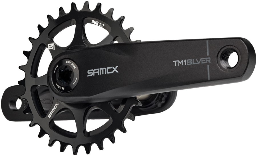 Samox Silver TM-1 Crankset - 160mm, 3-Bolt Direct Mount 30t Chainring, 24mm Chro