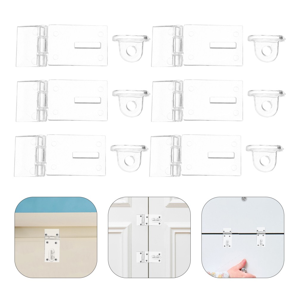 10 Sets Acrylic Clear Hinge Lock for Cabinets and Display Boxes - Transparent