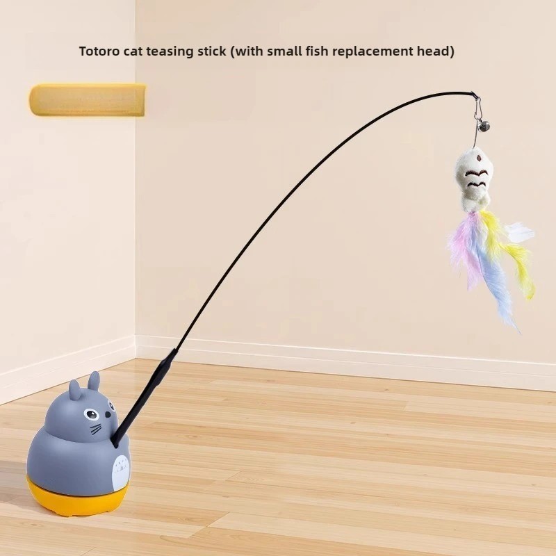 Interactive Cat Teaser Toy 360 Rotating Feather Wand Suction Base Fun