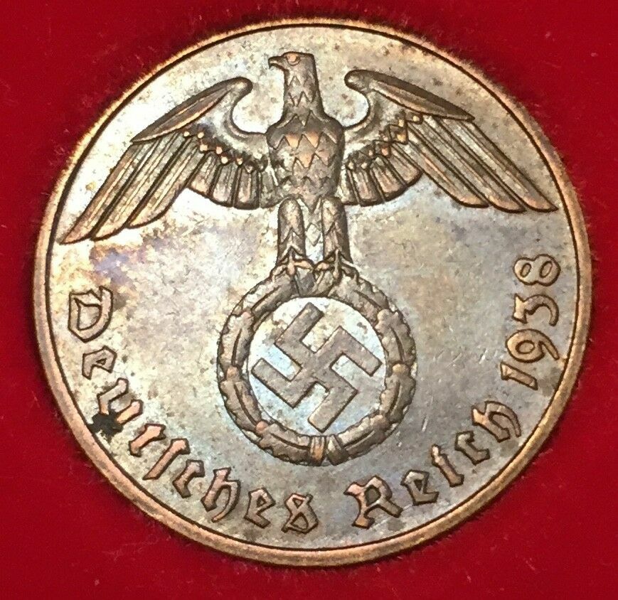Authentic German Rare 2Pf Coin with Big EAGLE Artifact