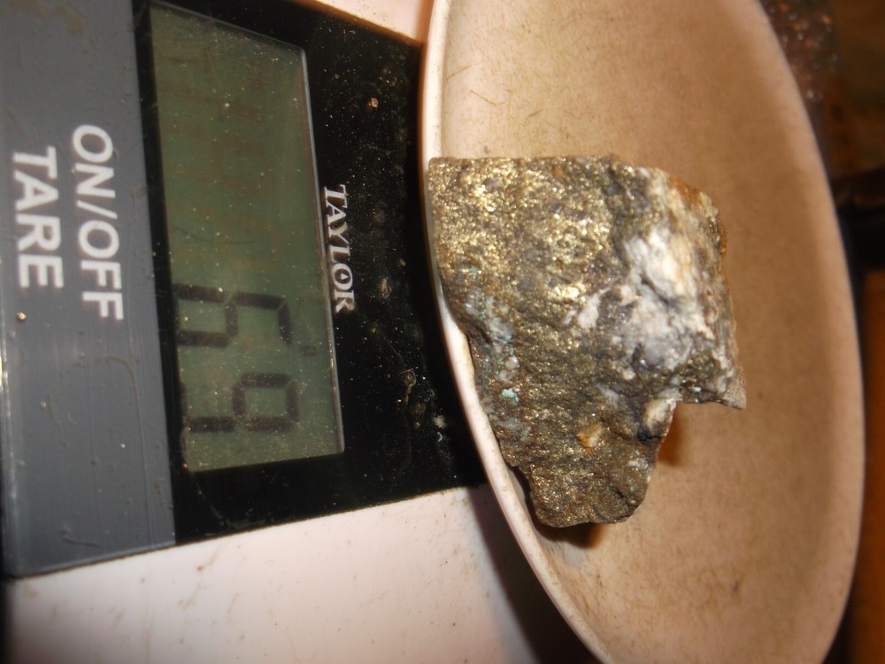 Gold, silver, copper, 69 grams samples ,ore high grade .