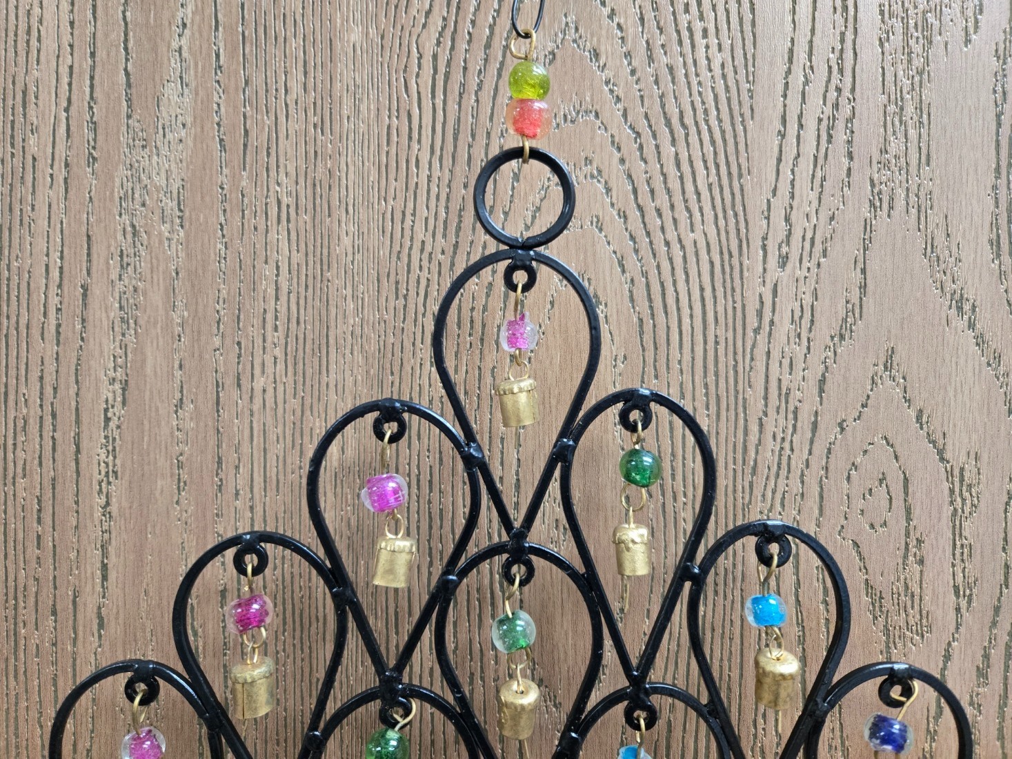 HANDMADE DIAMOND FLOWER RUSTY IRON METAL BELLS WINDCHIME