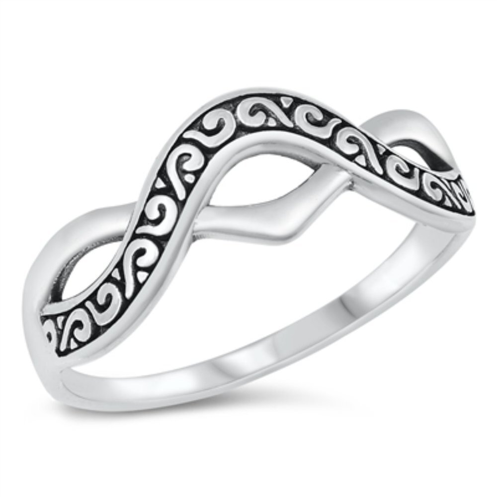 Chevron Sterling Silver Ring - 925 size 4-10