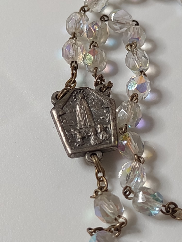 Vintage Clear Glass Bead Rosary