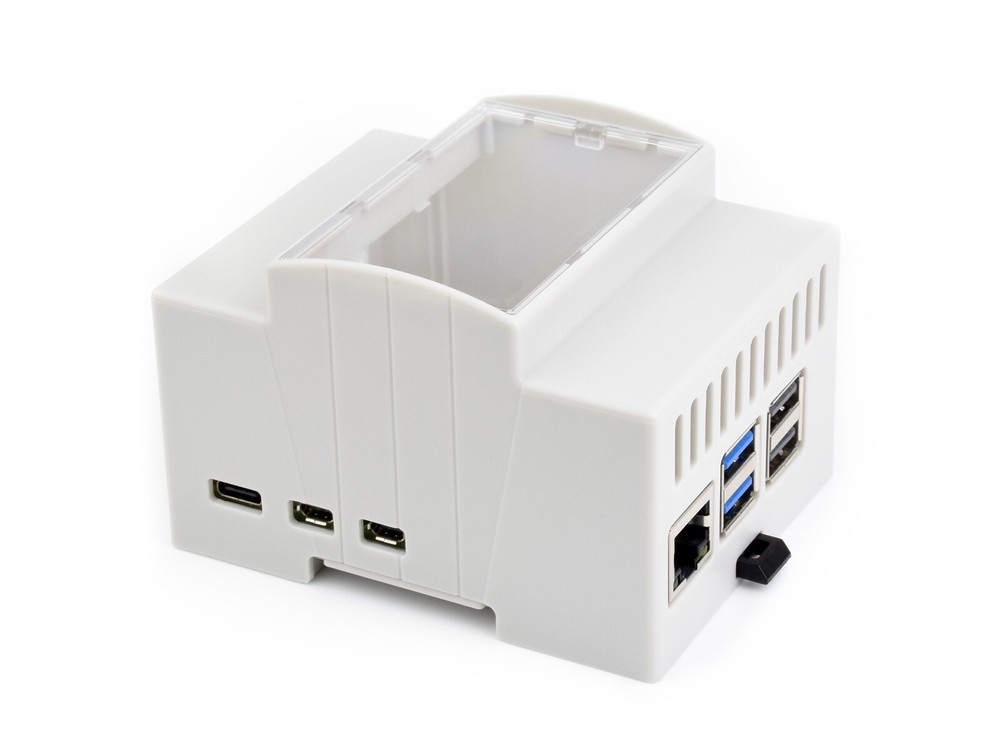 Waveshare DIN Rail ABS Case for Raspberry Pi 5 large Inner Space Injection