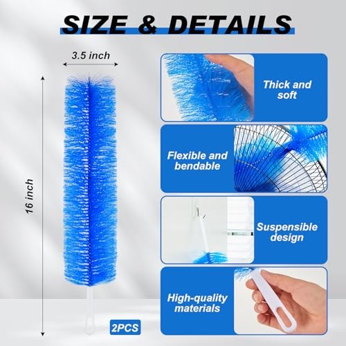 2 Pcs Cobweb Duster Bendable Fan Duster Plastic Dust Cleaner Microfiber 1 Blue