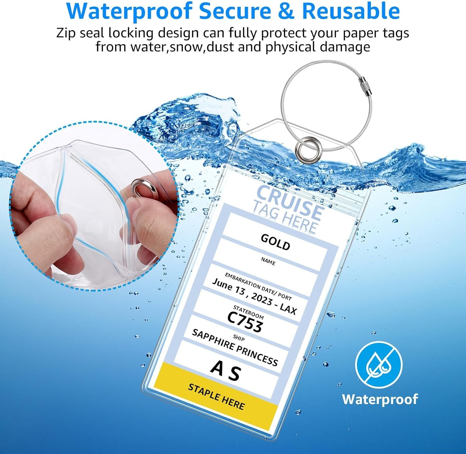 5 Pack Cruise Luggage Tag Holders For Carnival, NCL, Princess, MSC Cruise Ships,