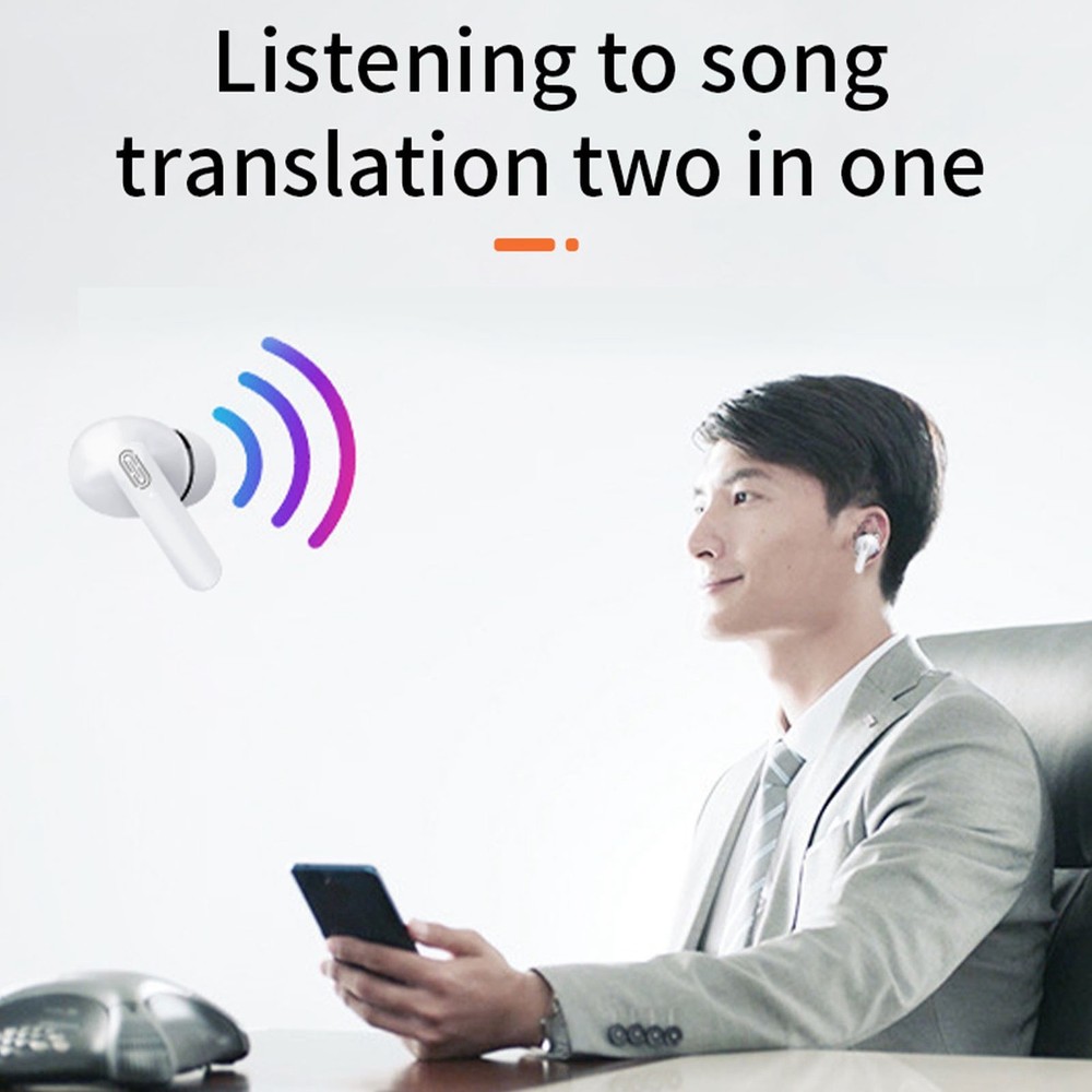 (White)Language Translator Earbuds 84 Languages 5 Translation Modes