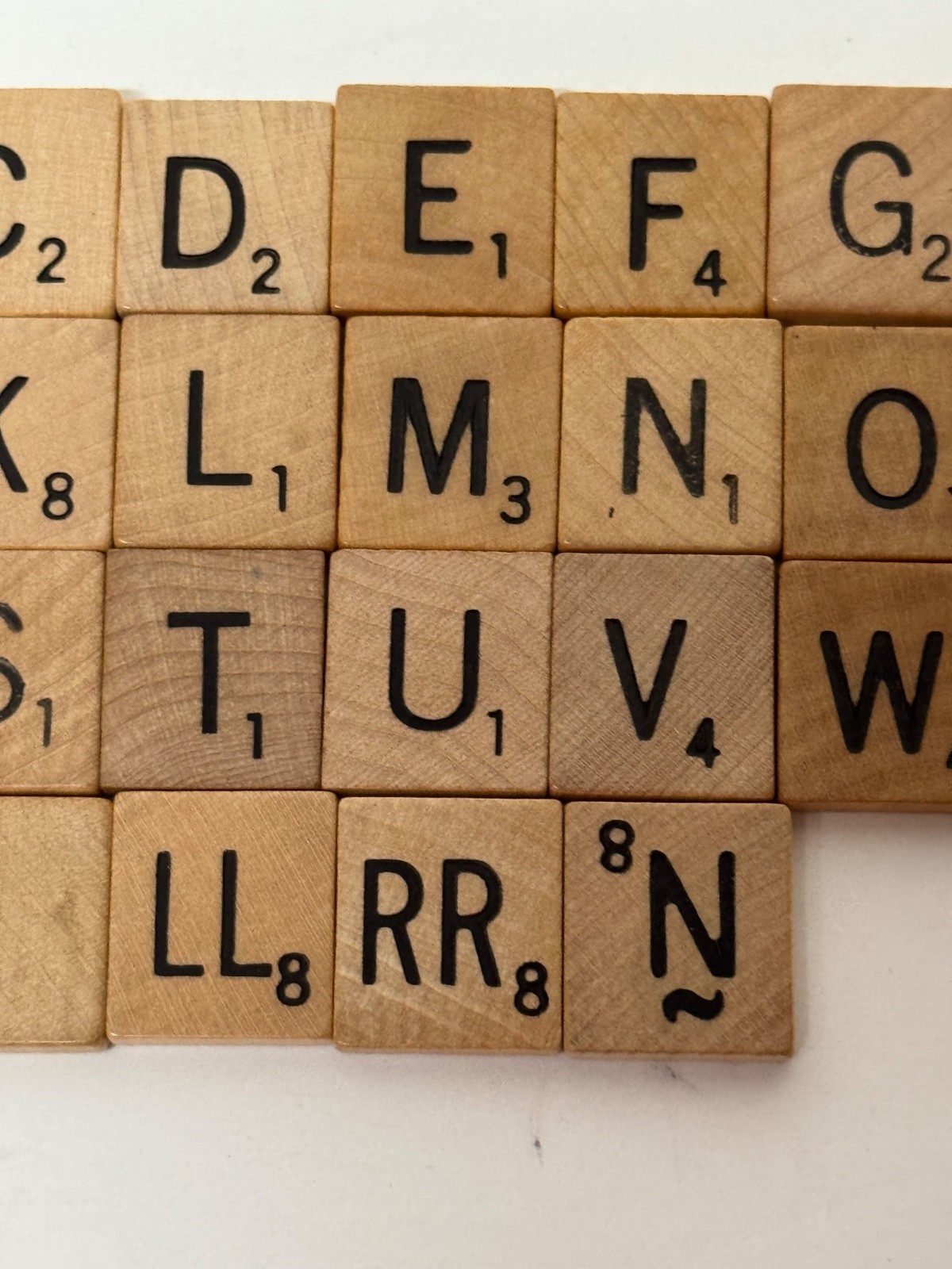 Single Individual AUTHENTIC Tan Wood Scrabble Tiles Engraved Black Letter Crafts