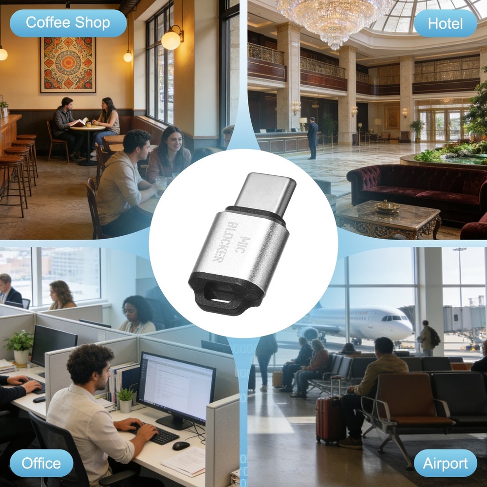 2 Pcs Microphone Blocker, USB Type C Audio Blocker, Silver