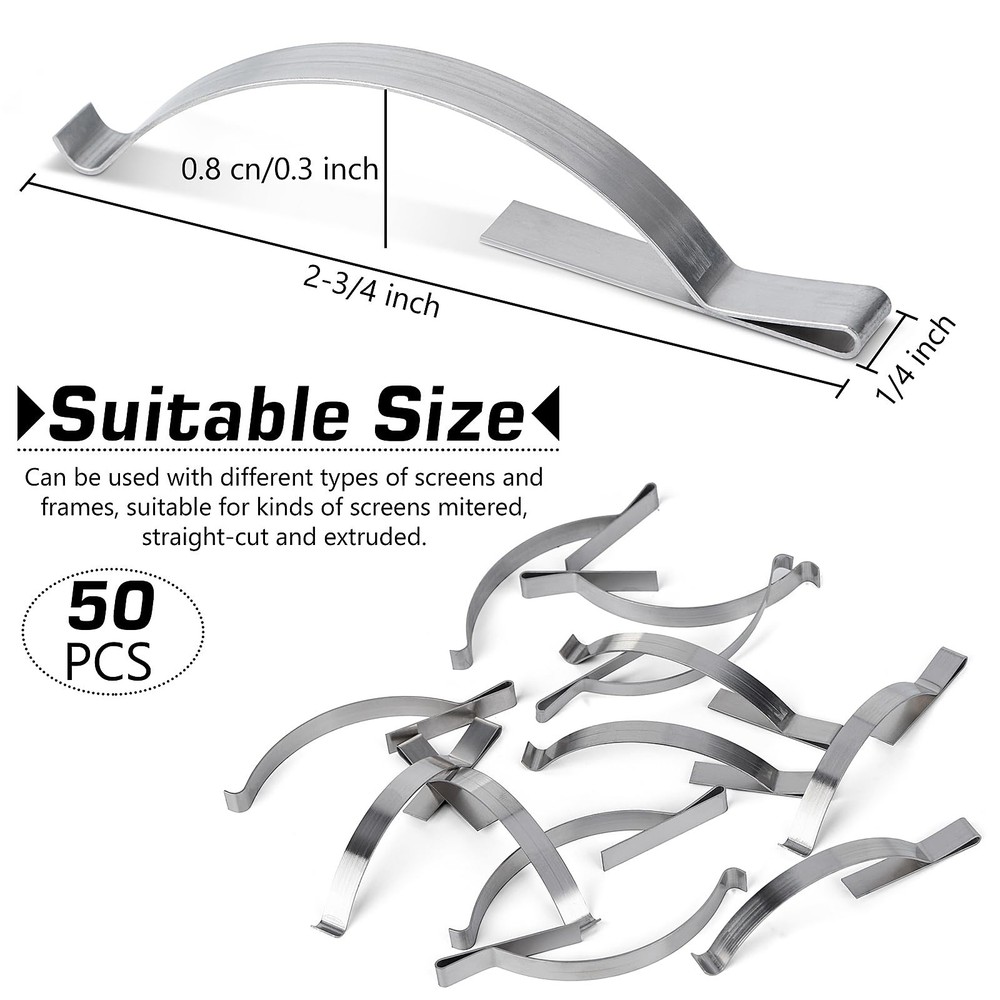 50 Pcs Window Screen Tension Spring, Durable Corner Mount Flat Window Spring ...