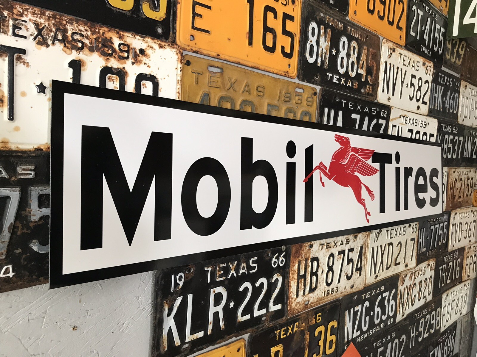 Antique Vintage Old Style Mobil Tires Sign! Mobil Oil & Gas