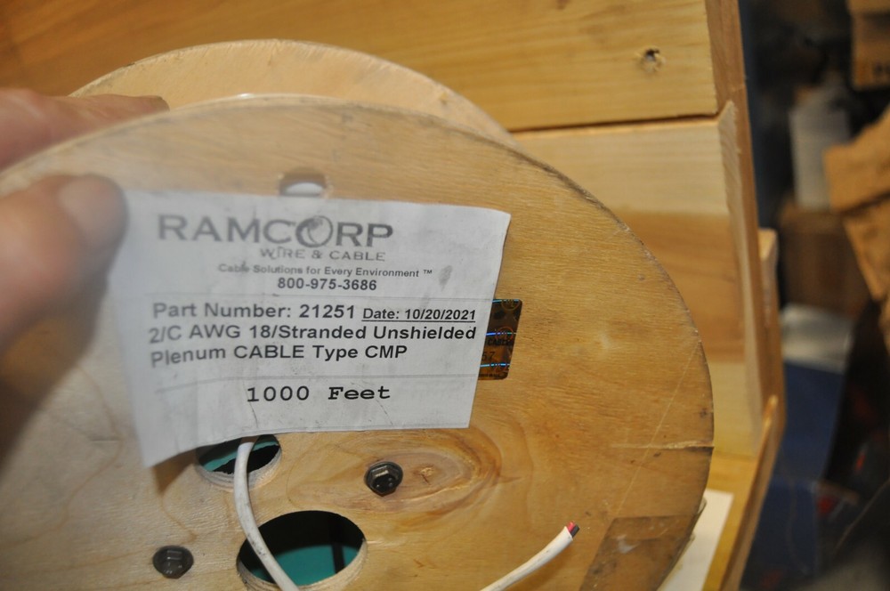 RAMCORP 18/2C 21251 Plenum Stranded UNShielded Security/Alarm Cable CMP 1000ft