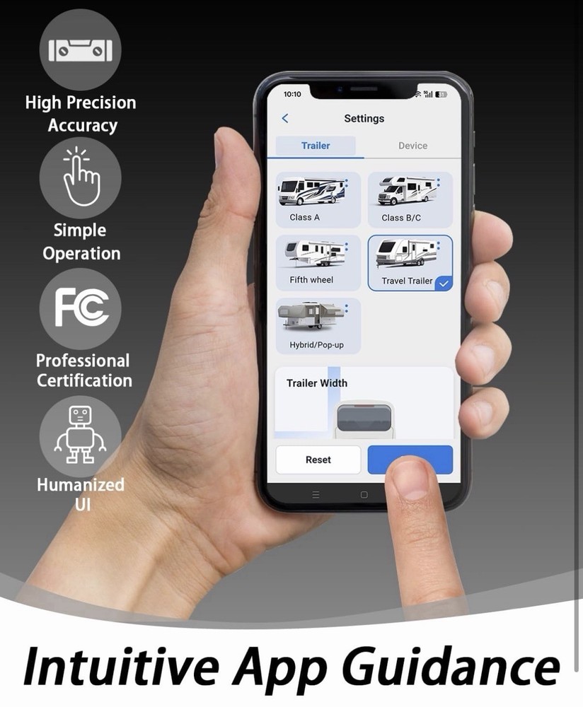 Wireless RV Leveling System - User-Friendly Phone App With Real-Time Precise Lev