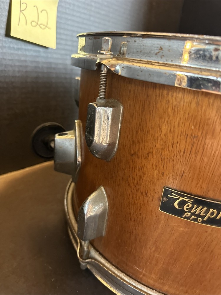 Vintage Tempro Pro Tom Drum Wood Shell Chrome Hardware #P