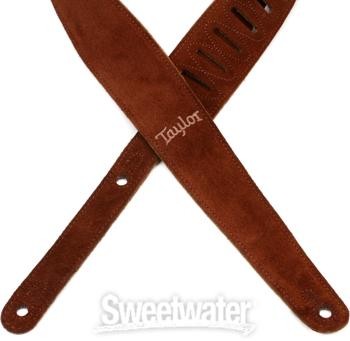 Taylor Embroidered Suede 2.5" Guitar Strap - Chocolate