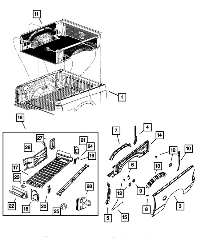 Genuine Mopar Box Side Extension Left 68032251aa