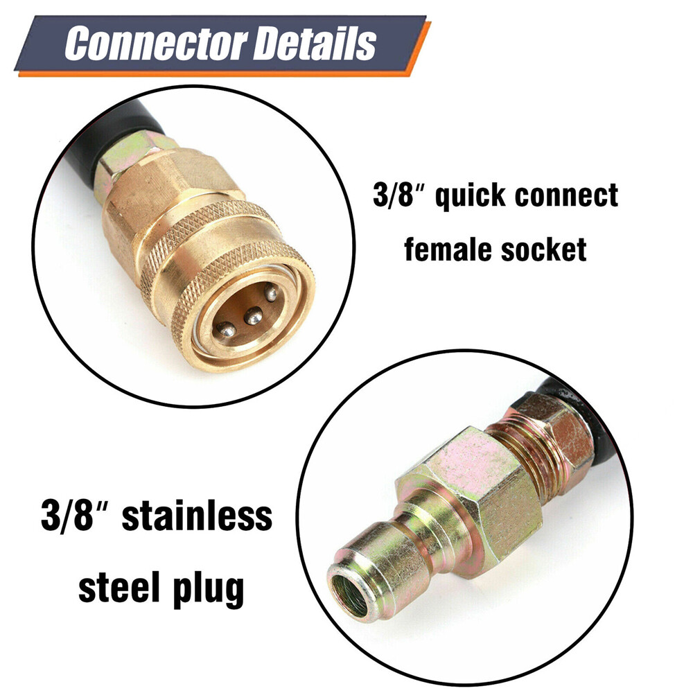 4000 PSI 50 ft / 100 ft 3/8" Pressure Washer Hose Non-Marking Gray With Couplers