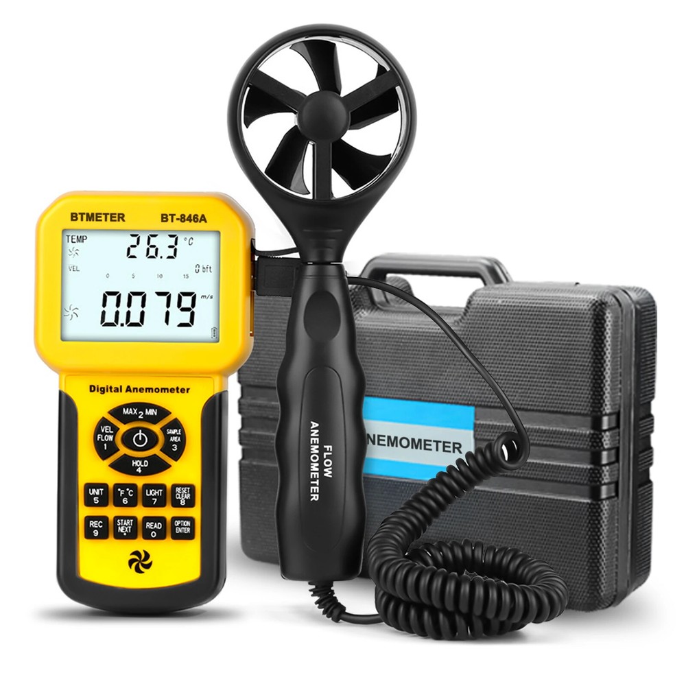HVAC Anemometer Measures Wind Speed Wind Flow Temp Tester with Backlight