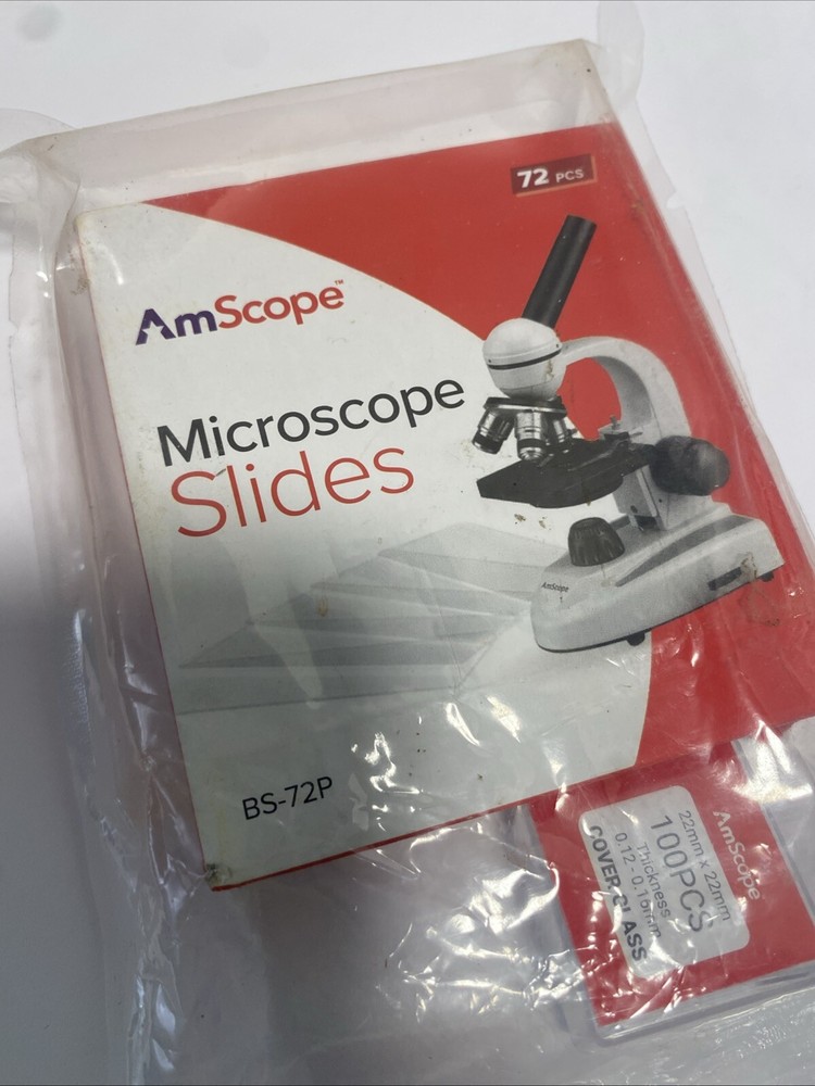 AmScope 72 Pre-Cleaned Blank Microscope Slides & 100 22x22mm Square Glass Covers