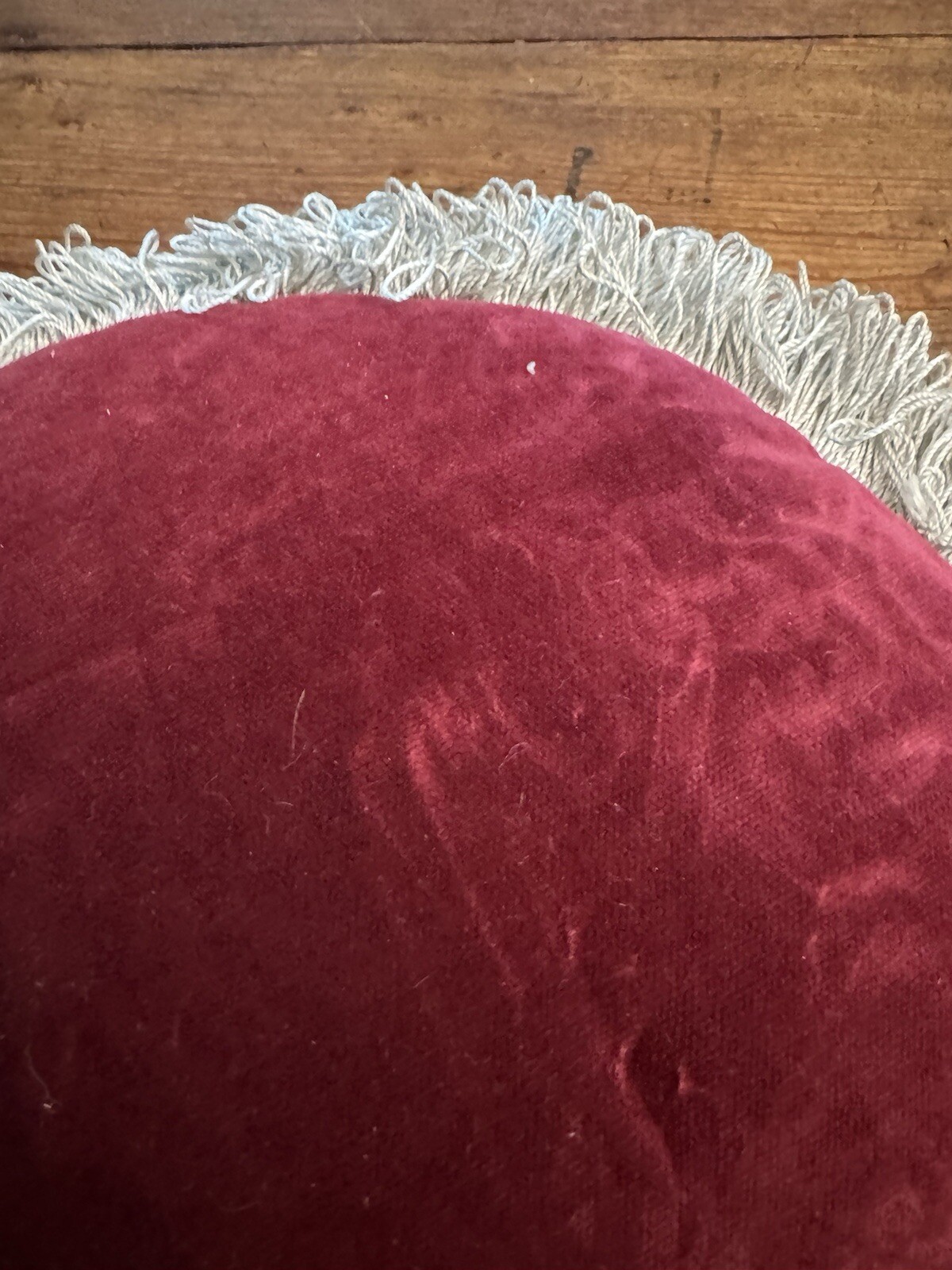 Victorian UK Embroidered & Beaded 13” Chair Seat Cushion w/ Purple Velvet Bottom