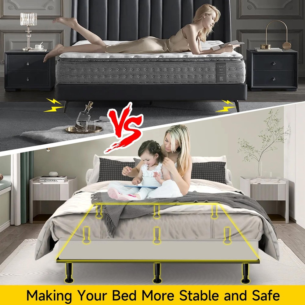 Adjustable Height Bed Frame Center Support Legs Replacement with Wider Base,B...
