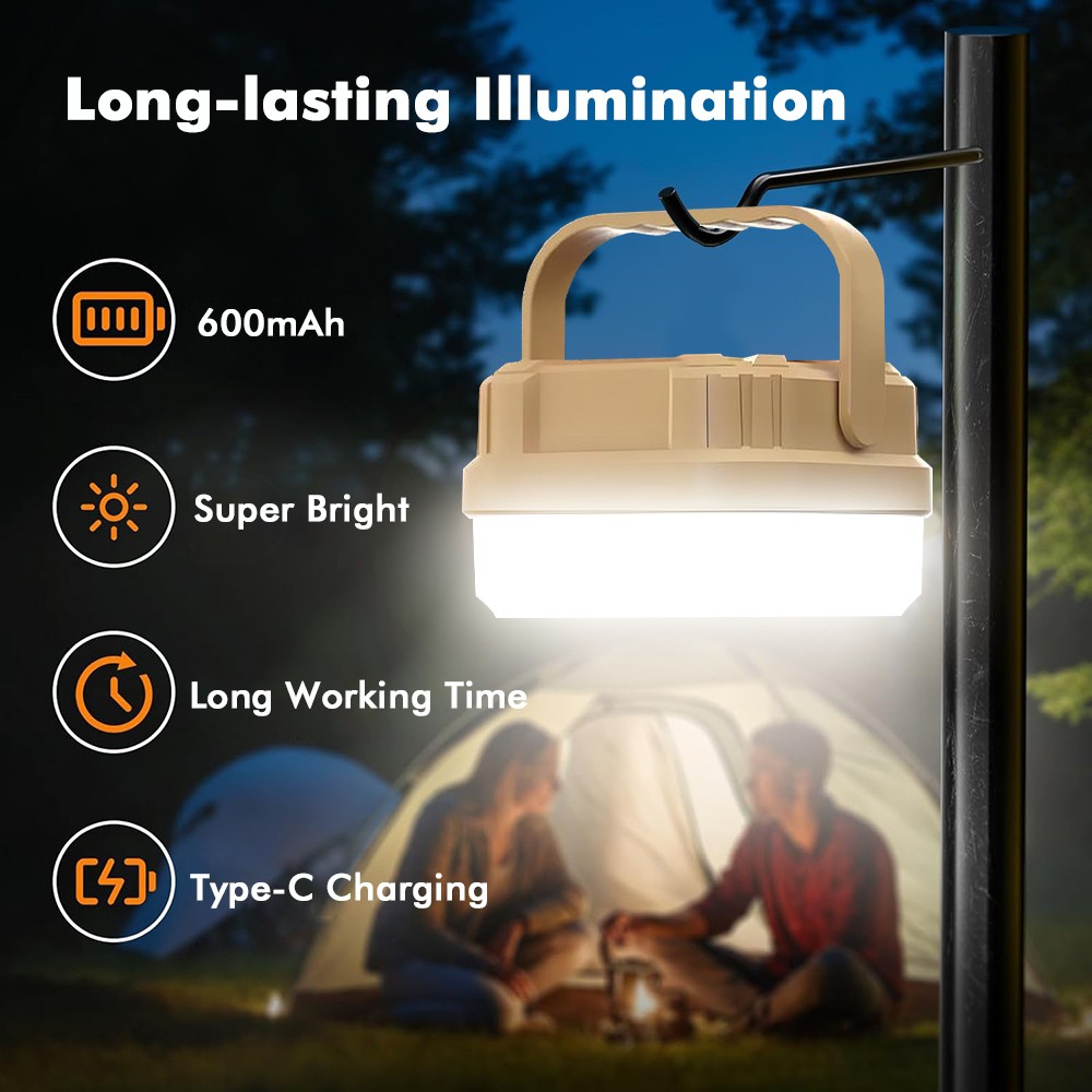 4PCS Portable LED Flashlight USB Rechargeable Camping Tent Light Lantern Lamp US