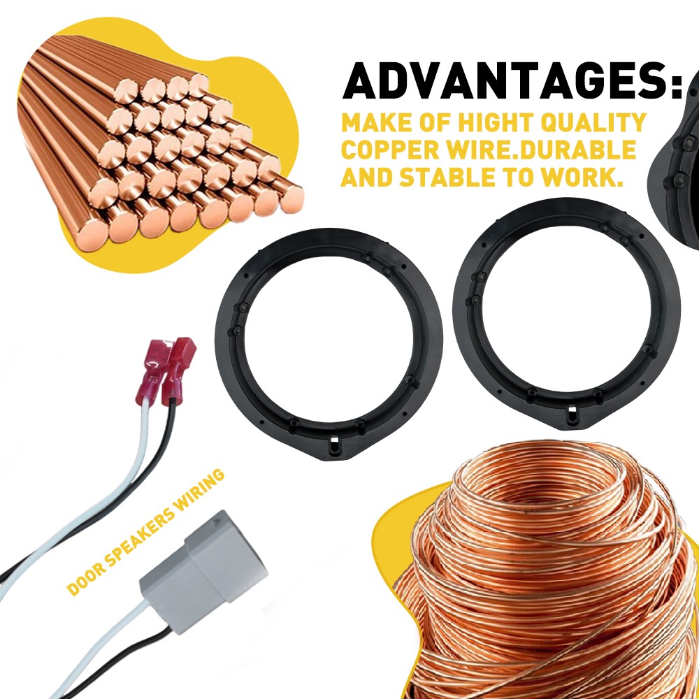 2x For Accord Door HONDA (2008-UP) Spacer Speaker Spacer 6.5" Harness Adapter H