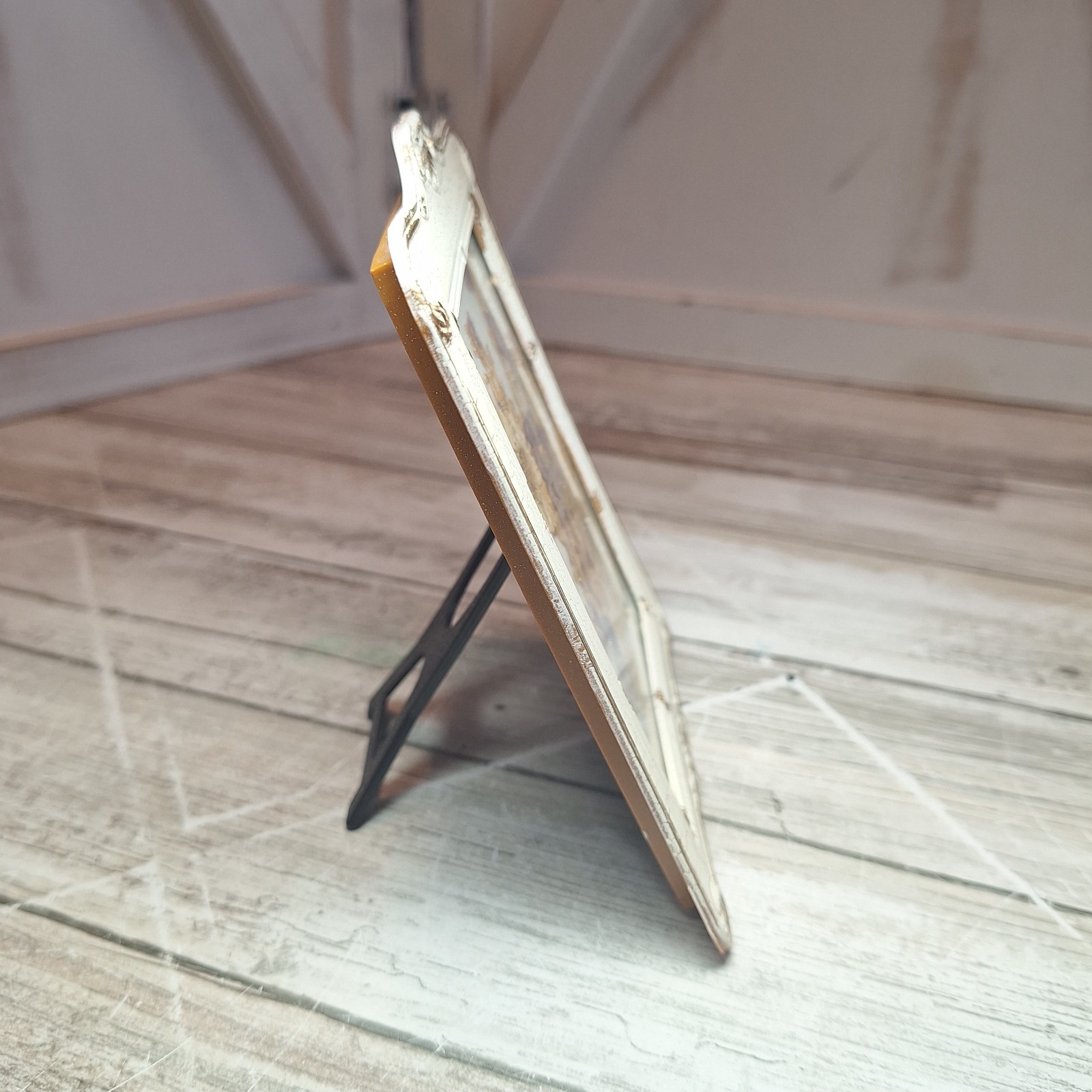 VTG Framed Pressed Dried Flowers Wall Art Decor Victorian Crackle Frame 4.5X5.75