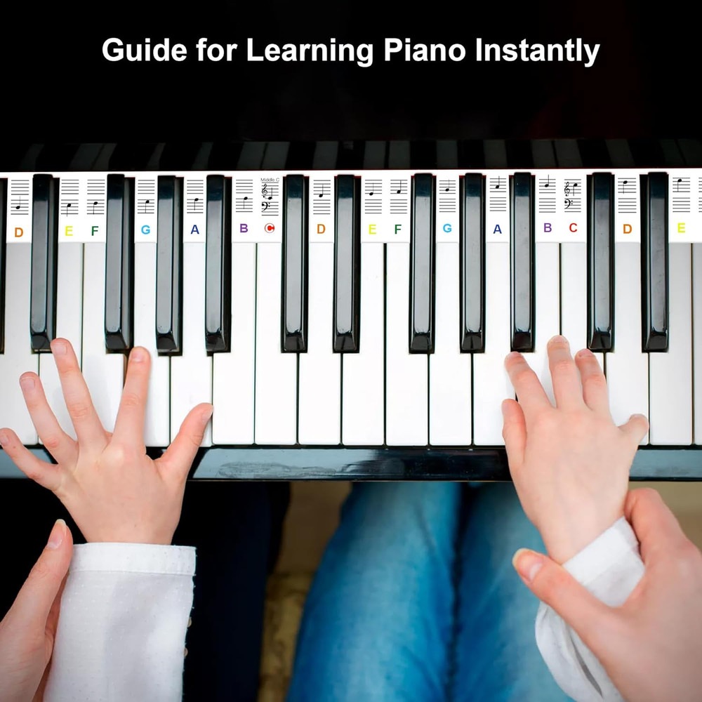 Piano Notes Guide Removable Silicone Piano Keyboard Note Labels Multi-Color Bold
