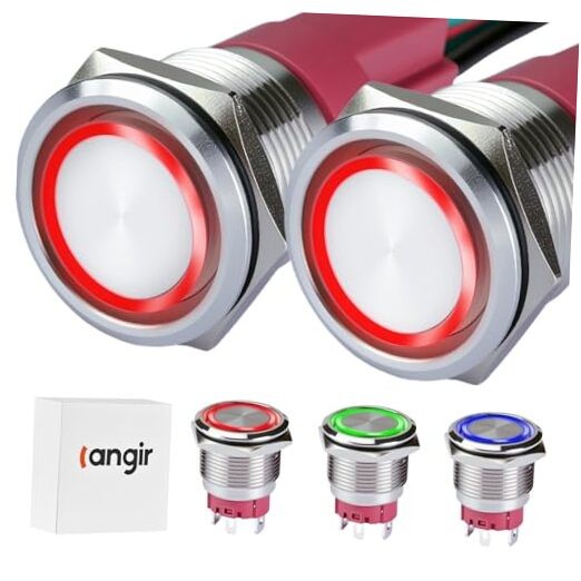 15Amp Push Button Switch，(0.75") 12V-24V Latching Push Button Switch 19mm Red