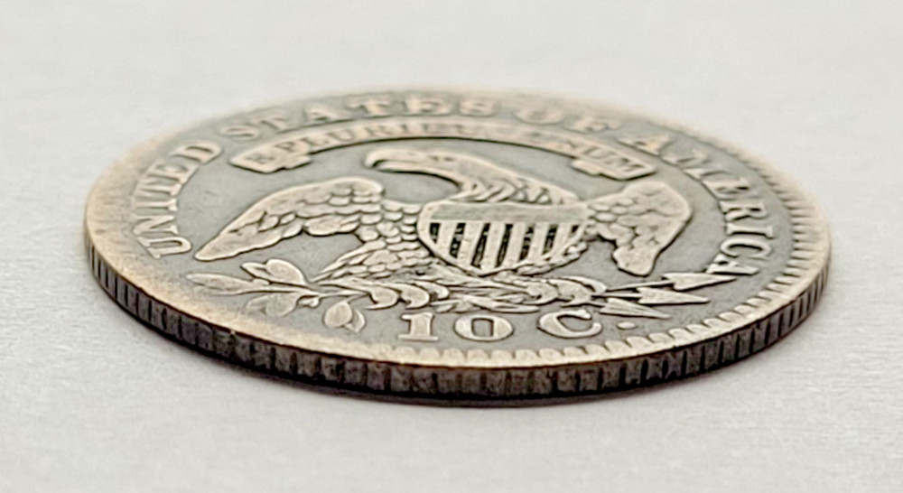 1827 Capped Bust Dime Pointed Top 1 In 10 C. On Reverse
