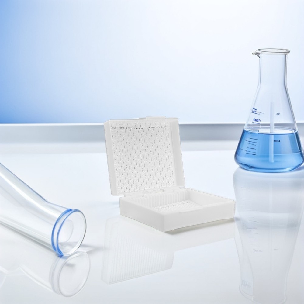 Slides Box: 25 Slots Laboratory Slide Storage Box For Microscope Samples -