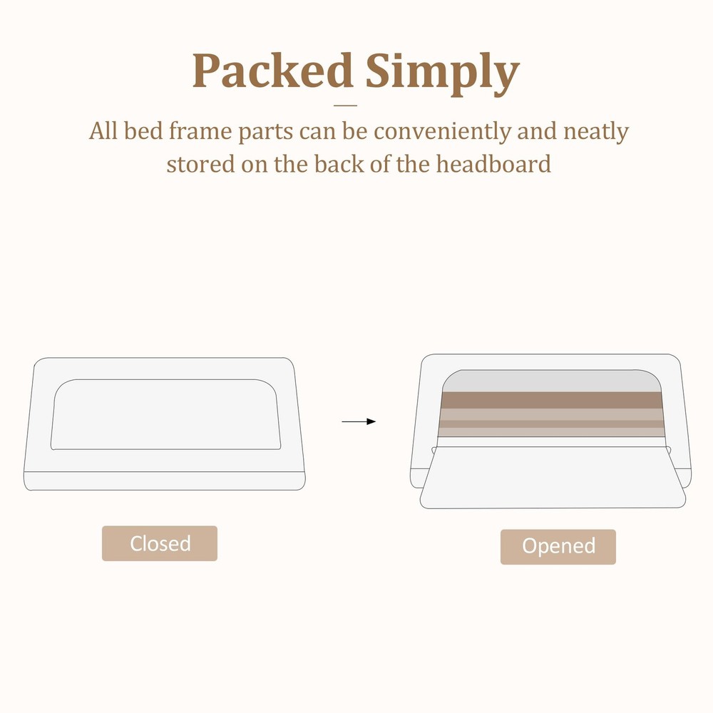 Full Size Platform Bed Frame with Upholstered Headboard, Button Tufted Design...