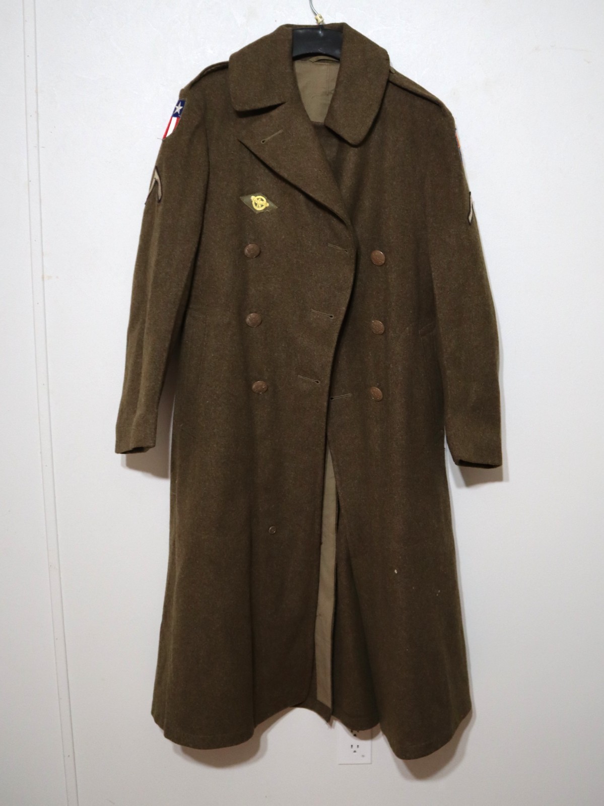 Vintage 1940s WW2 US Military USAAF Army Air Force Wool Overcoat Trench Coat 36