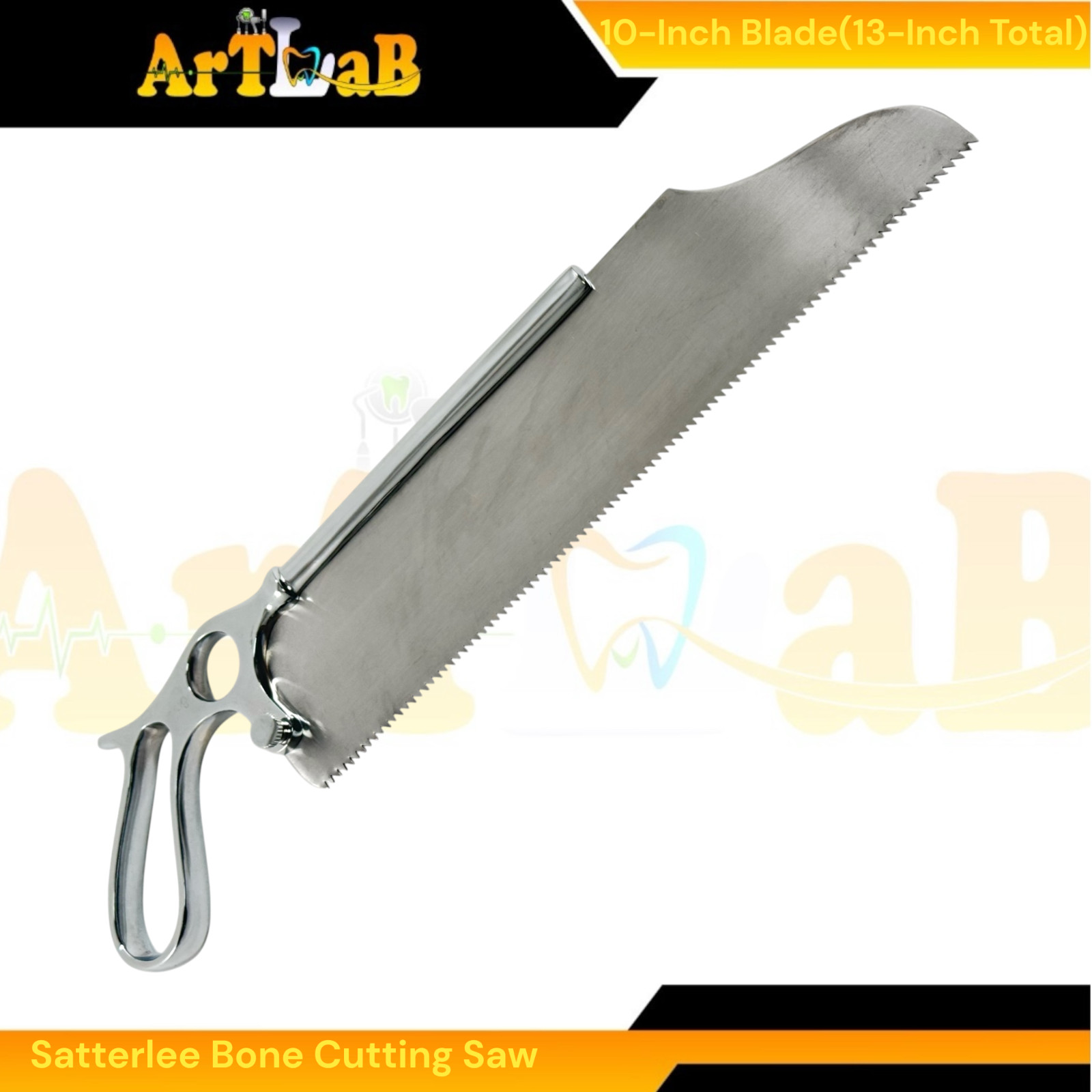 1 Each Satterlee Bone Cutting Saw 13"-10" Blade-Single Handle-Stainless Steel