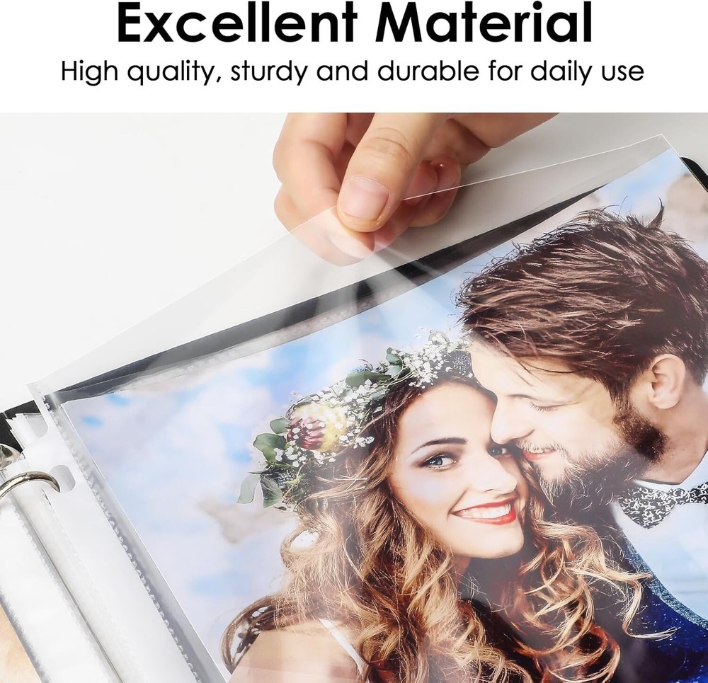 Durable Polypropylene 3 Ring Binder Sleeves - 100 Clear Top Loading Protectors