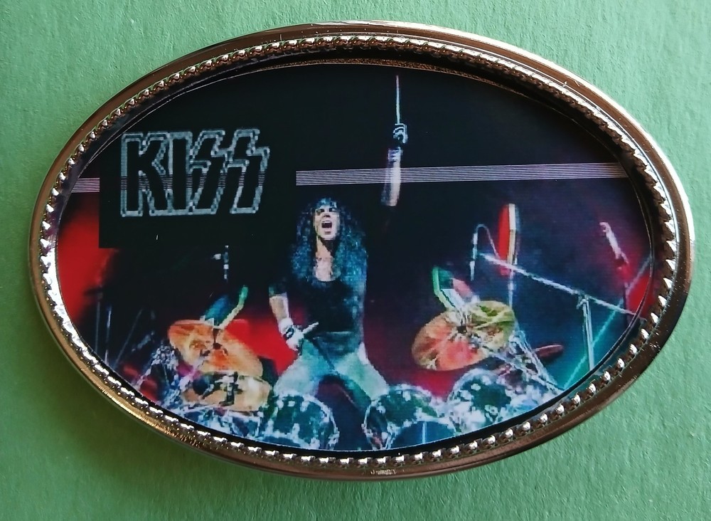 KISS Rock Band " ERIC CARR"   Epoxy PHOTO MUSIC BELT BUCKLE - NEW!
