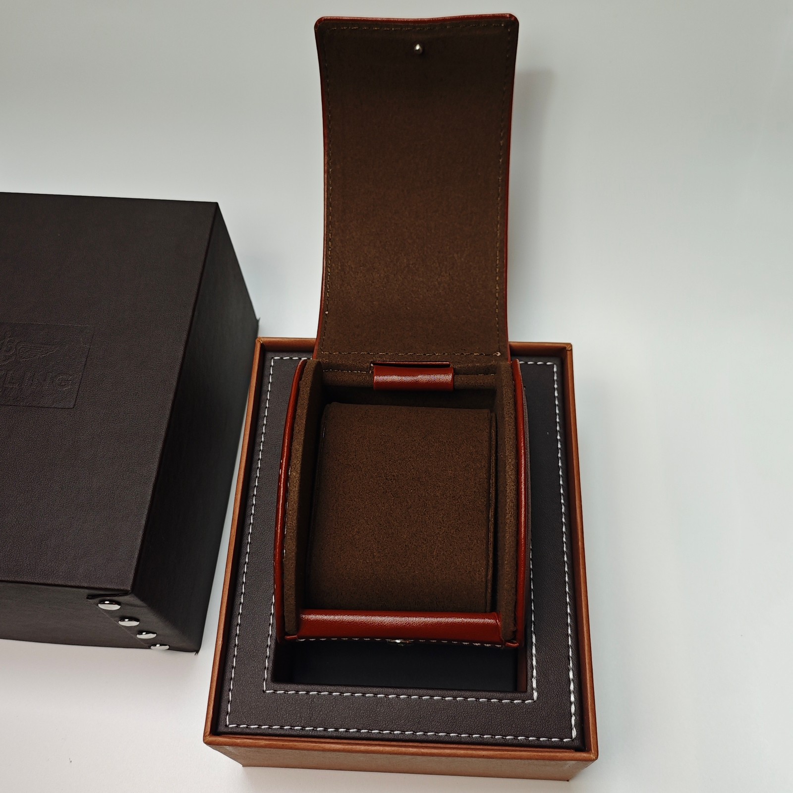 Brown Leather Watch Case - Travel Pouch for Breitling, Vintage Jewelry Storage