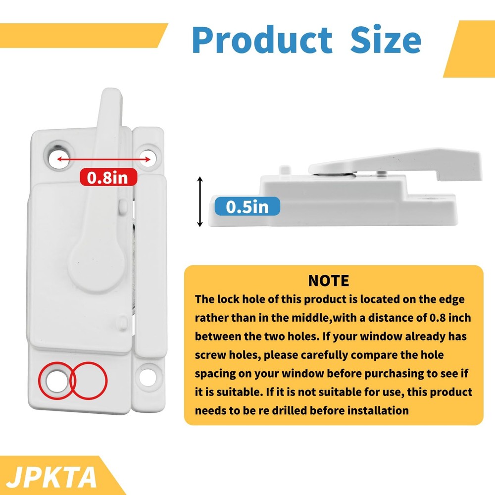 6 Pack Window Sash Locks,Window Latch Cam Action White Window Locks for Doubl...