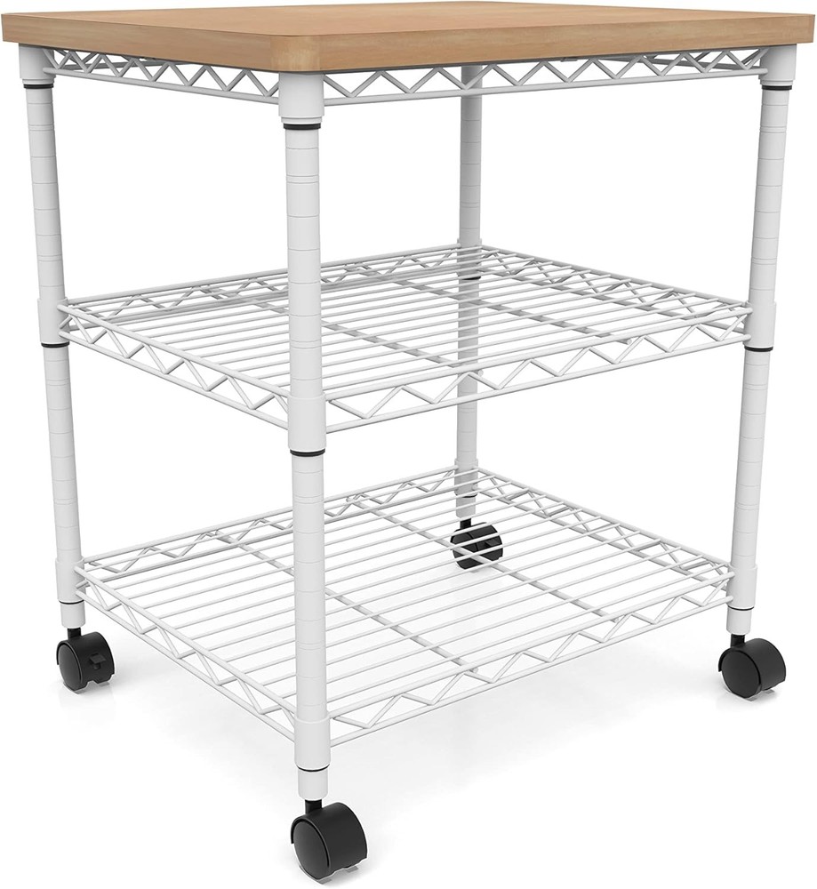 Deskside Printer Stand Printer Table Home Office Mobile Rolling Cart W/