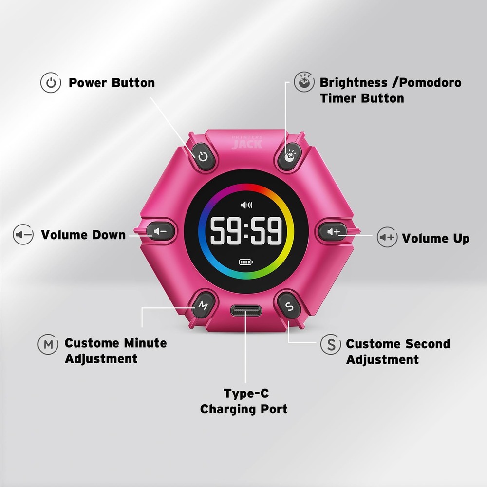 , Visual Pomodoro Timer, Productivity Cube Timer, Mute & Vibration & Adjustab...